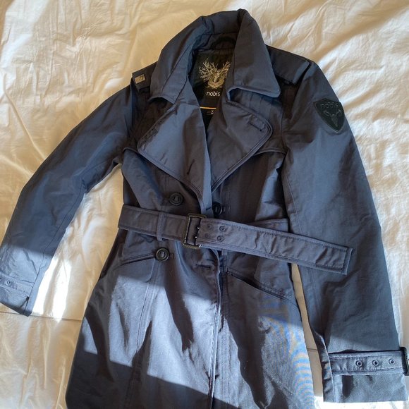 Nobis Navy Women's Small Midi Trench Coat / Jacket - Picture 5 of 10